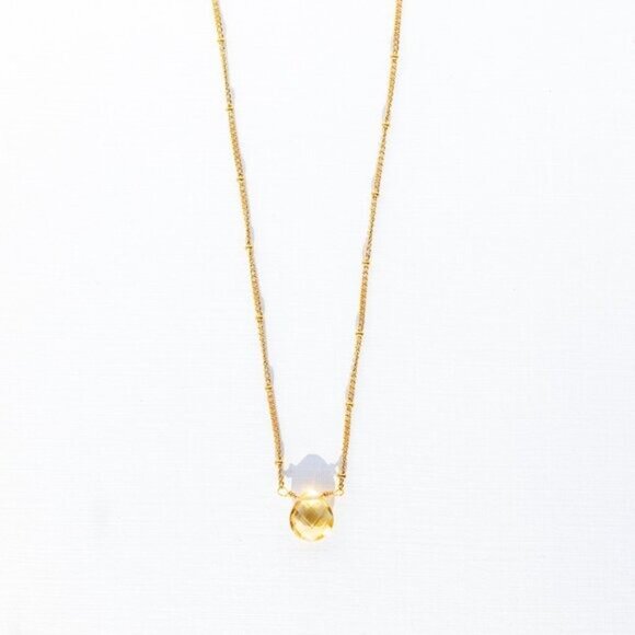 Citrine Pendant Necklace Gorgeous Everyday Necklace Waterproof Non-Tarnish Gold - Picture 8 of 12
